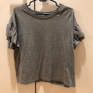 Madewell ruffle sleeve cotton tee in gray